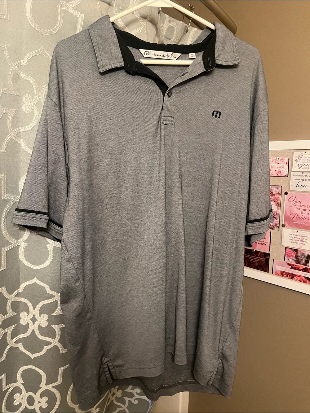 Travis Mathew Light Gray Polo with Black Trim
